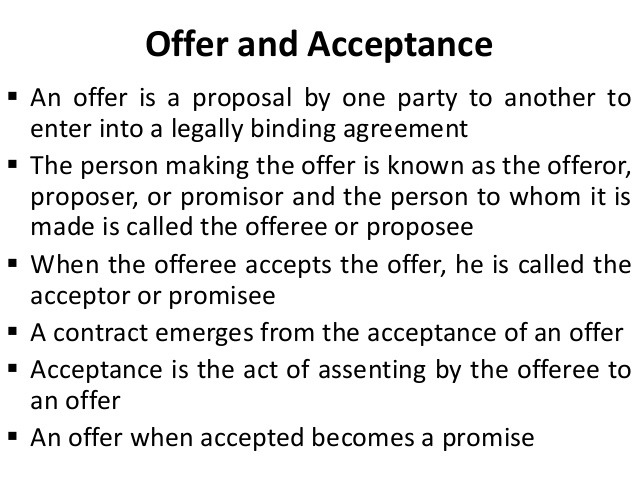 OFFER AND ACCEPTANCE The Lawyers Jurists