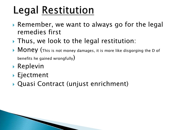 THE LAW OF RESTITUTION The Lawyers & Jurists